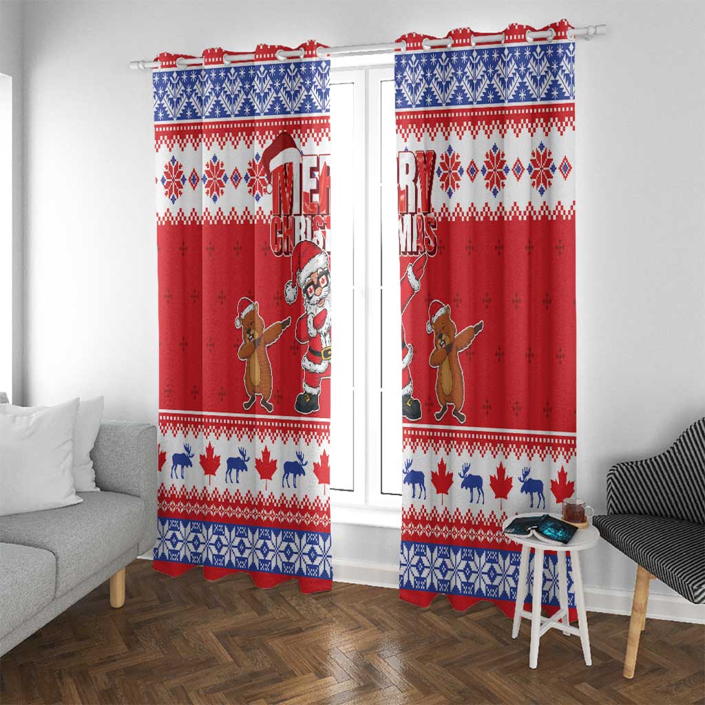 Canada Christmas Window Curtain Dabbing Santa Groundhog Funny Style LT05 - Wonder Print Shop
