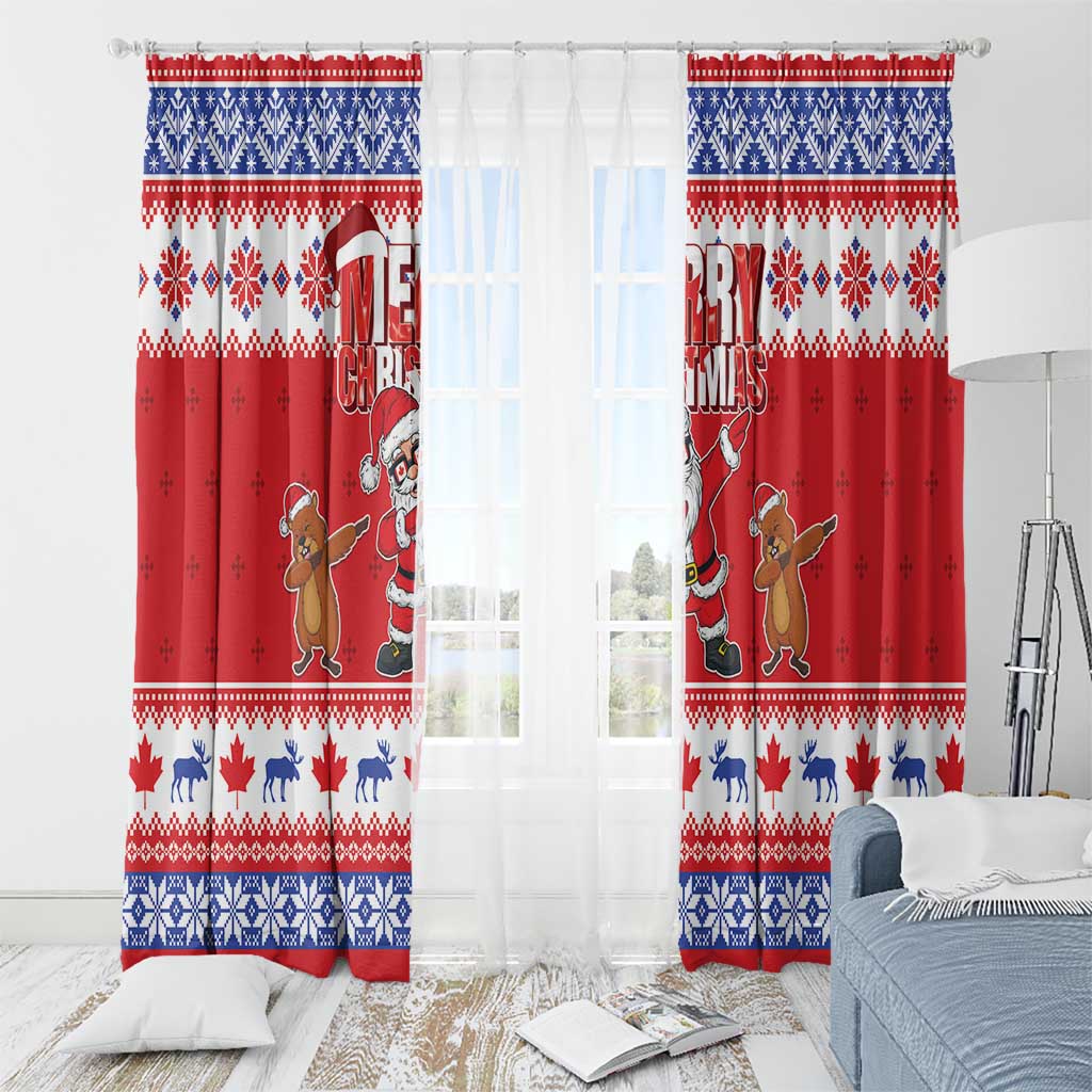 Canada Christmas Window Curtain Dabbing Santa Groundhog Funny Style LT05 - Wonder Print Shop