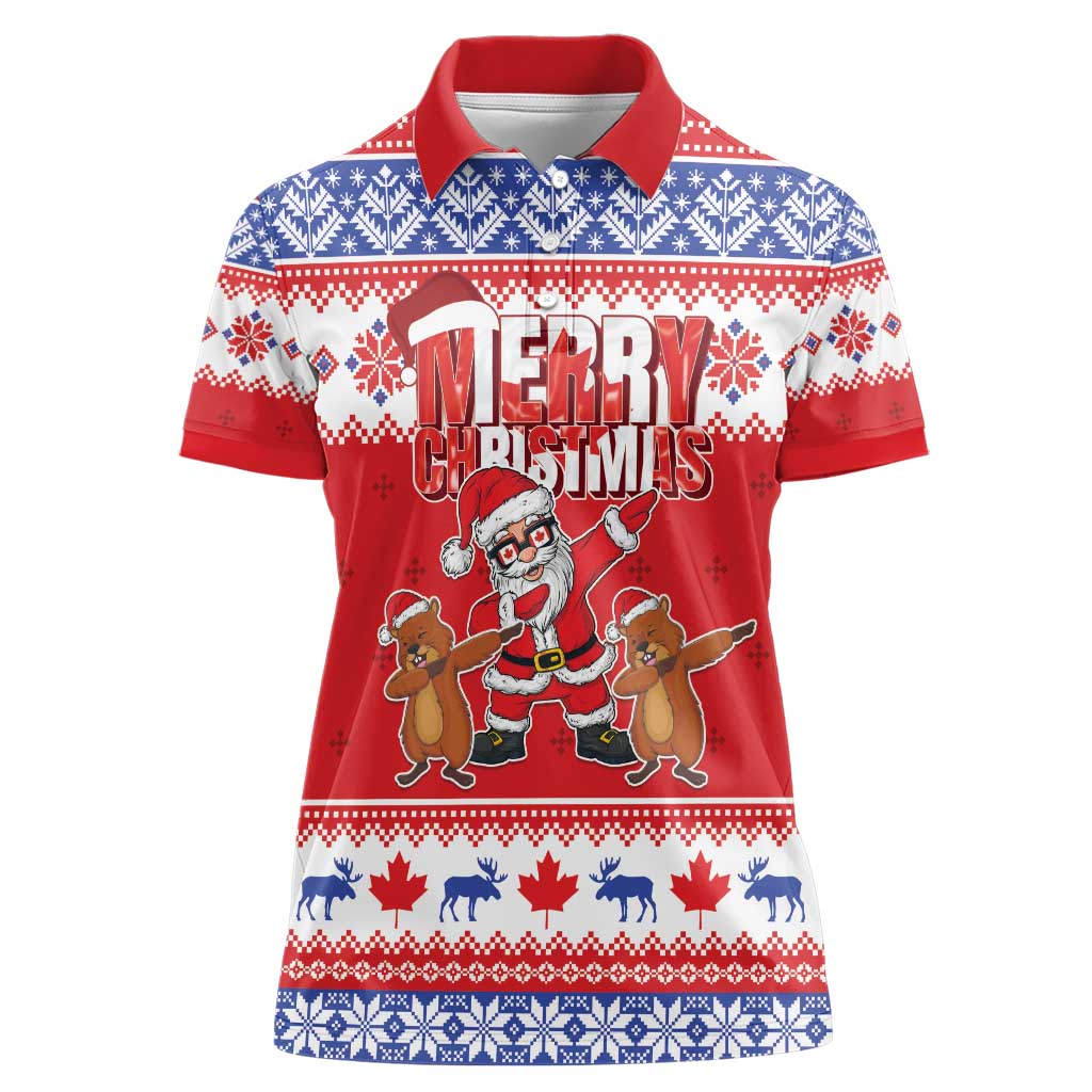 Canada Christmas Women Polo Shirt Dabbing Santa Groundhog Funny Style LT05 - Wonder Print Shop