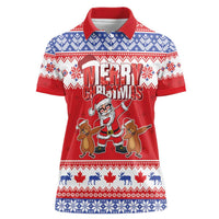 Canada Christmas Women Polo Shirt Dabbing Santa Groundhog Funny Style LT05 - Wonder Print Shop