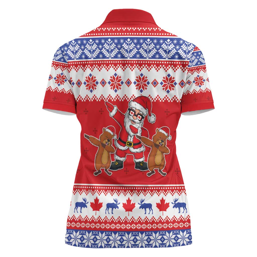 Canada Christmas Women Polo Shirt Dabbing Santa Groundhog Funny Style LT05 - Wonder Print Shop