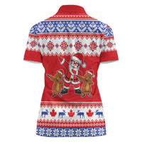 Canada Christmas Women Polo Shirt Dabbing Santa Groundhog Funny Style LT05 - Wonder Print Shop