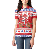 Canada Christmas Women Polo Shirt Dabbing Santa Groundhog Funny Style LT05 - Wonder Print Shop