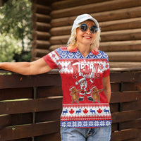 Canada Christmas Women Polo Shirt Dabbing Santa Groundhog Funny Style LT05 - Wonder Print Shop