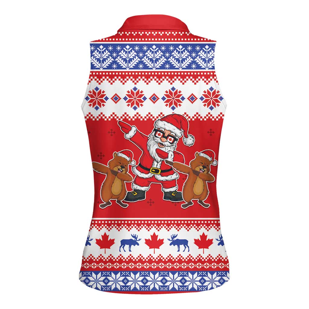 Canada Christmas Women Sleeveless Polo Shirt Dabbing Santa Groundhog Funny Style LT05 - Wonder Print Shop