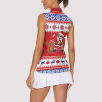 Canada Christmas Women Sleeveless Polo Shirt Dabbing Santa Groundhog Funny Style LT05 - Wonder Print Shop