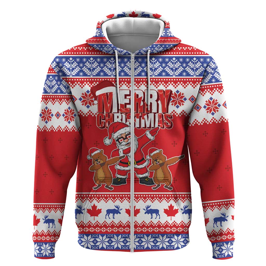 Canada Christmas Zip Hoodie Dabbing Santa Groundhog Funny Style LT05 - Wonder Print Shop