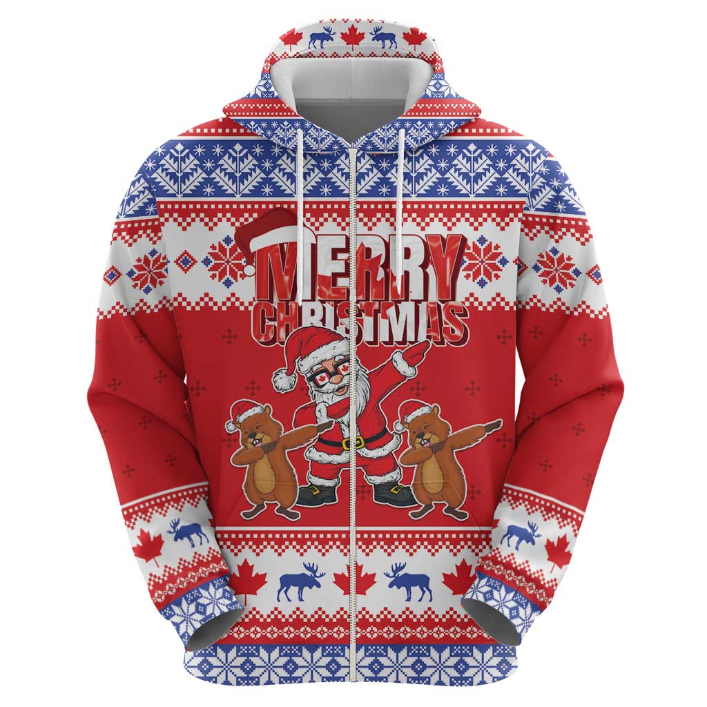 Canada Christmas Zip Hoodie Dabbing Santa Groundhog Funny Style LT05 - Wonder Print Shop