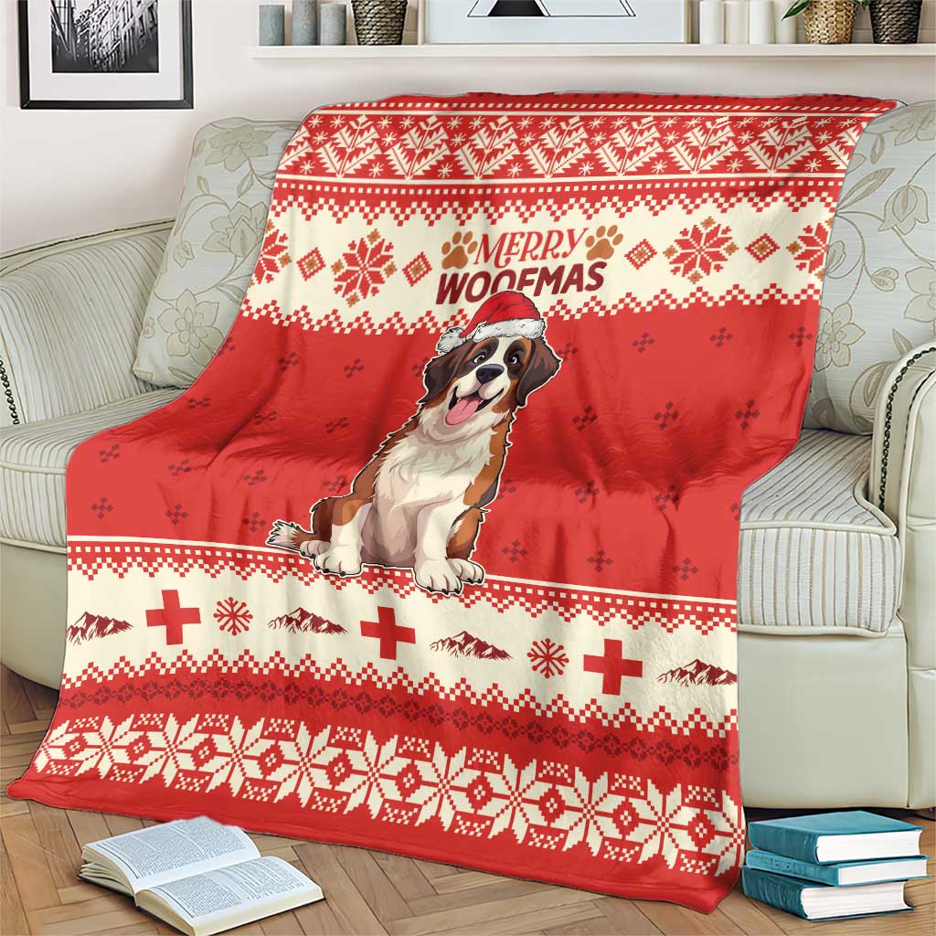 Switzerland Christmas Blanket Cute Saint Bernard Merry Woofmas