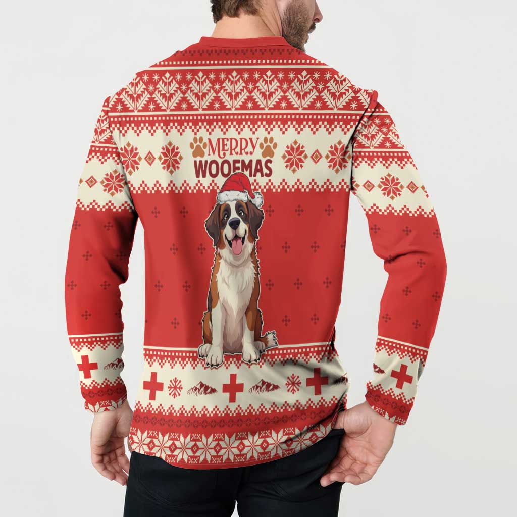 Switzerland Christmas Button Sweatshirt Cute Saint Bernard Merry Woofmas LT05 - Wonder Print Shop