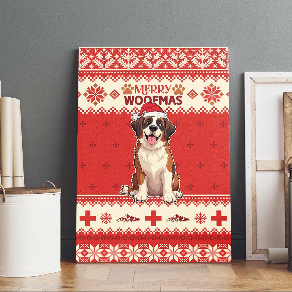 Switzerland Christmas Canvas Wall Art Cute Saint Bernard Merry Woofmas LT05 - Wonder Print Shop