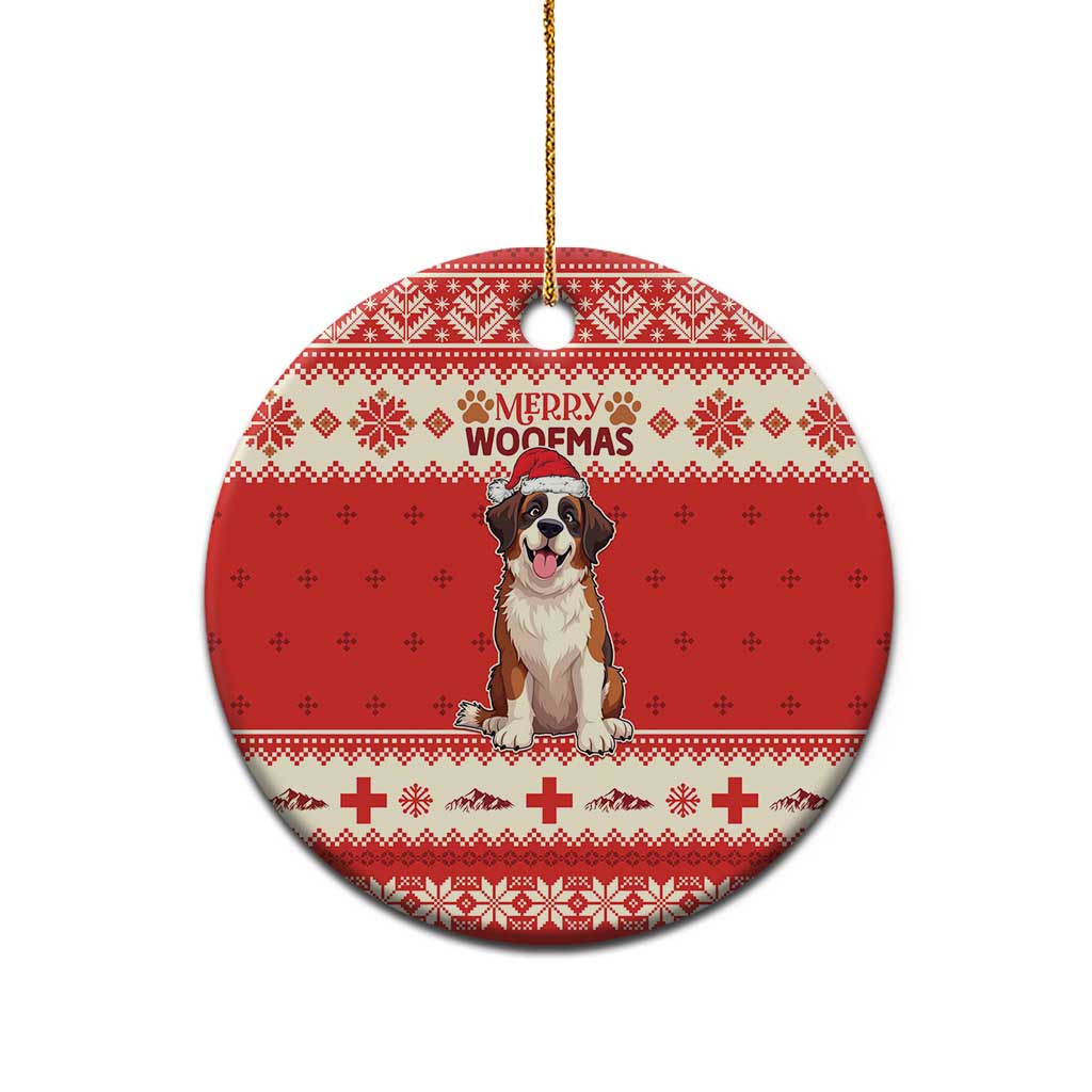 Switzerland Christmas Ceramic Ornament Cute Saint Bernard Merry Woofmas LT05 - Wonder Print Shop