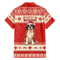 Switzerland Christmas Family Matching Off Shoulder Maxi Dress and Hawaiian Shirt Cute Saint Bernard Merry Woofmas LT05 - Wonder Print Shop