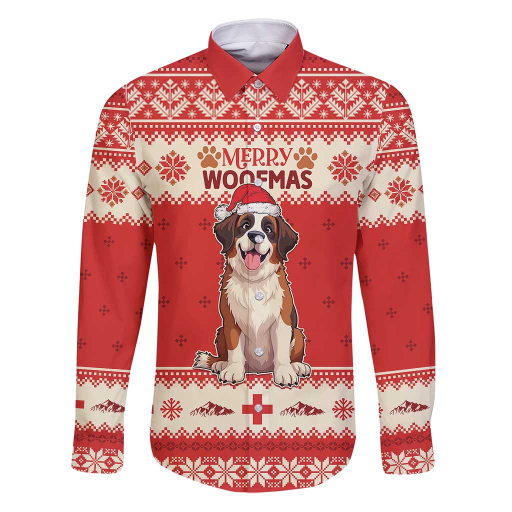 Switzerland Christmas Family Matching Puletasi and Hawaiian Shirt Cute Saint Bernard Merry Woofmas LT05 - Wonder Print Shop