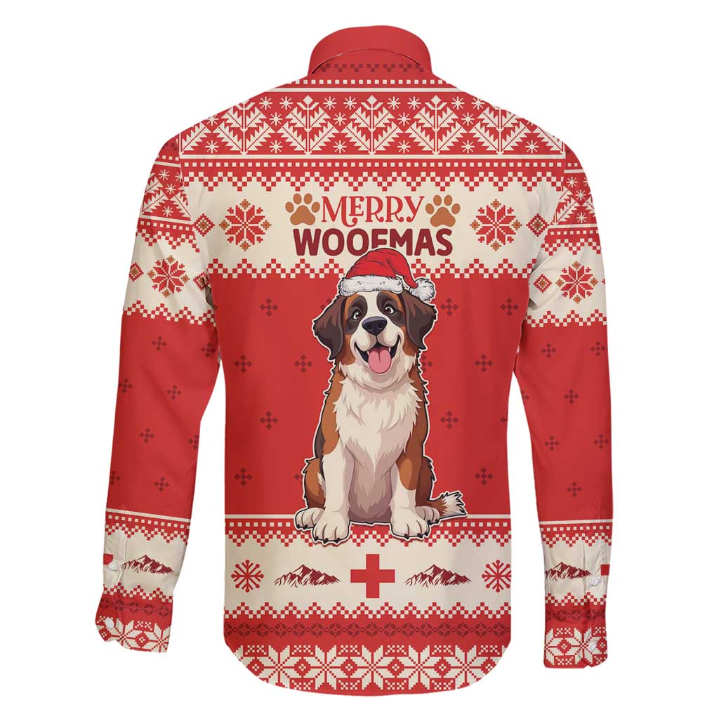 Switzerland Christmas Family Matching Short Sleeve Bodycon Dress and Hawaiian Shirt Cute Saint Bernard Merry Woofmas LT05 - Wonder Print Shop