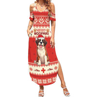 Switzerland Christmas Family Matching Summer Maxi Dress and Hawaiian Shirt Cute Saint Bernard Merry Woofmas LT05 - Wonder Print Shop