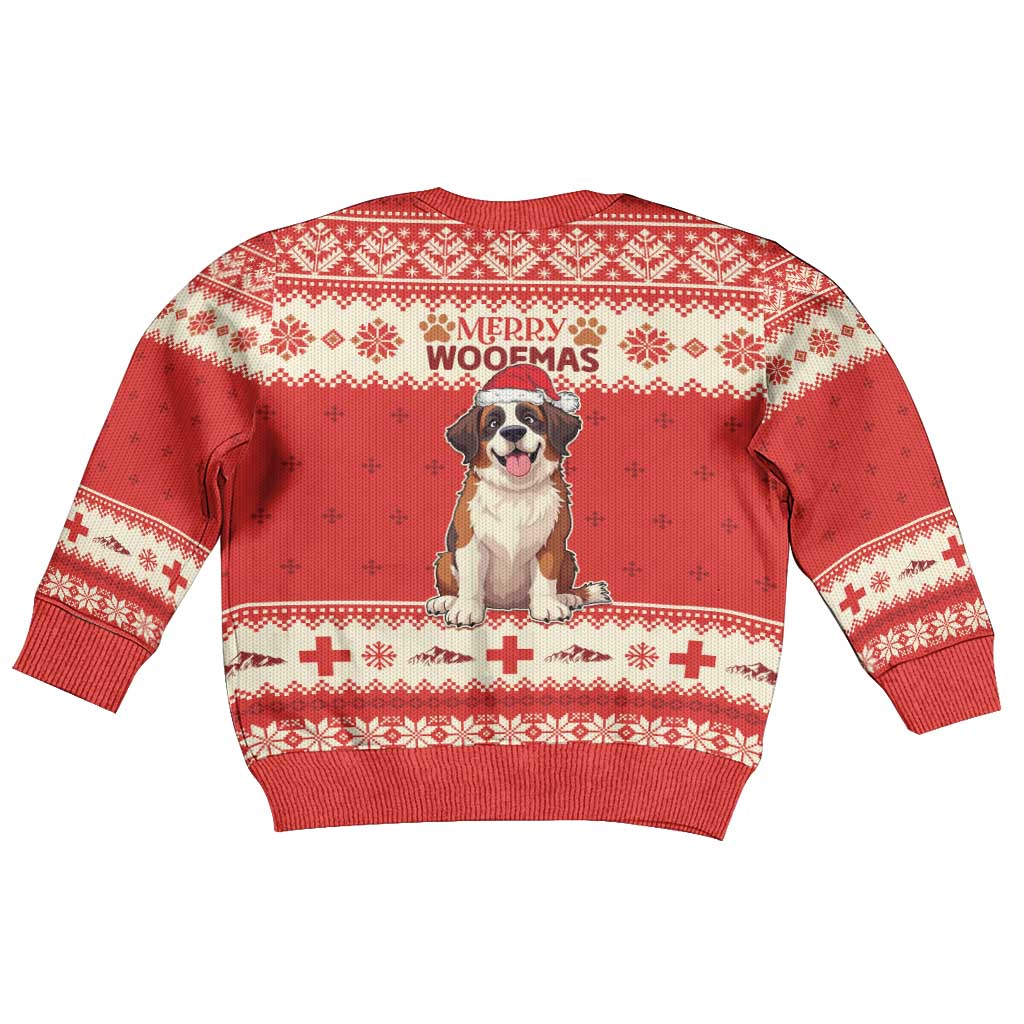 Switzerland Christmas Kid Ugly Christmas Sweater Cute Saint Bernard Merry Woofmas LT05 - Wonder Print Shop