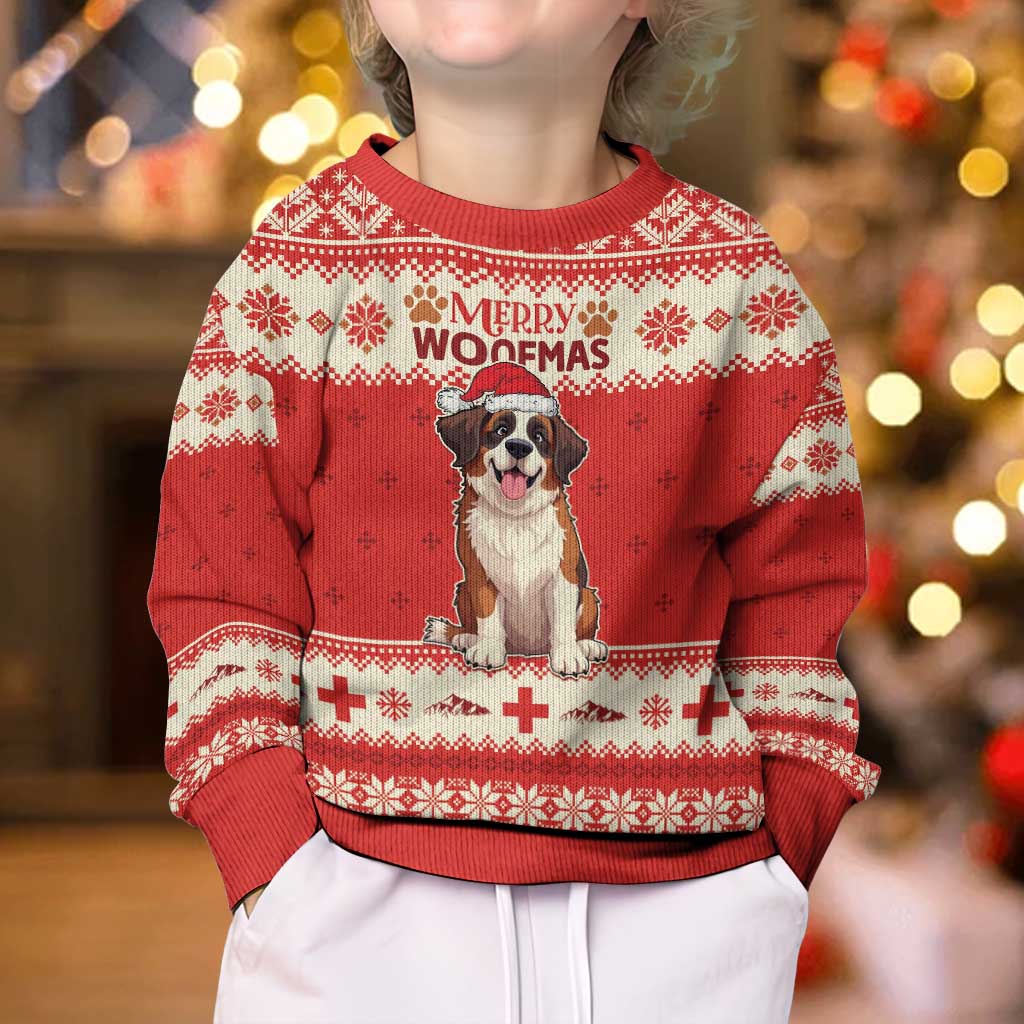 Switzerland Christmas Kid Ugly Christmas Sweater Cute Saint Bernard Merry Woofmas LT05 - Wonder Print Shop