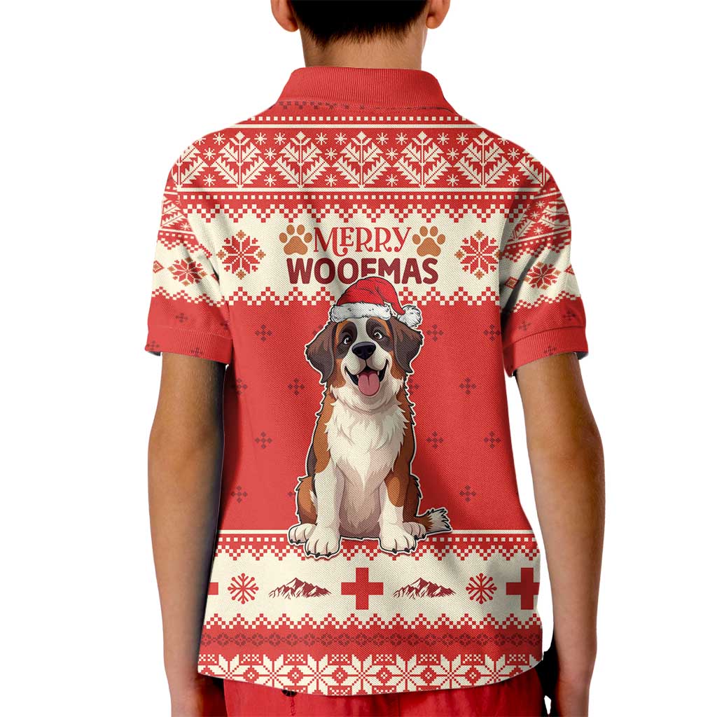 Switzerland Christmas Kid Polo Shirt Cute Saint Bernard Merry Woofmas LT05 - Wonder Print Shop