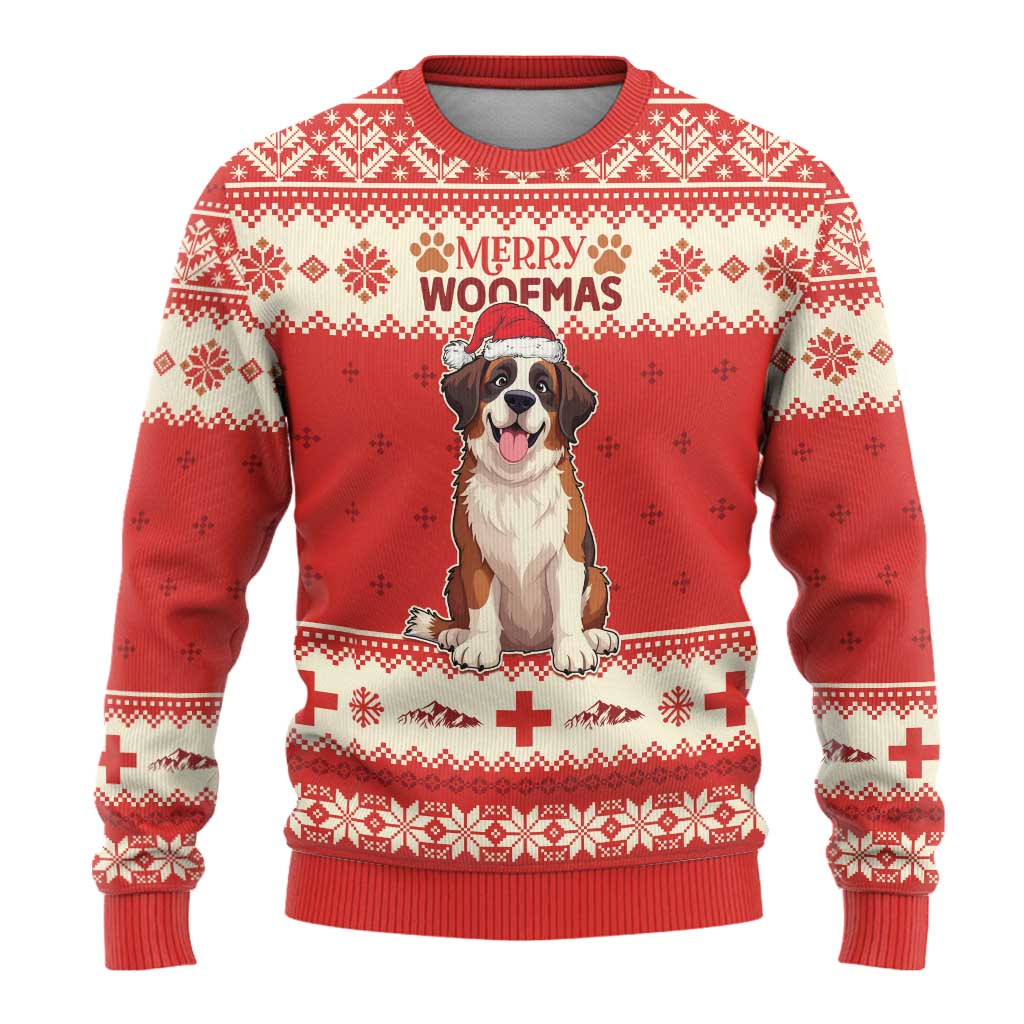 Switzerland Christmas Ugly Christmas Sweater Cute Saint Bernard Merry Woofmas LT05 - Wonder Print Shop