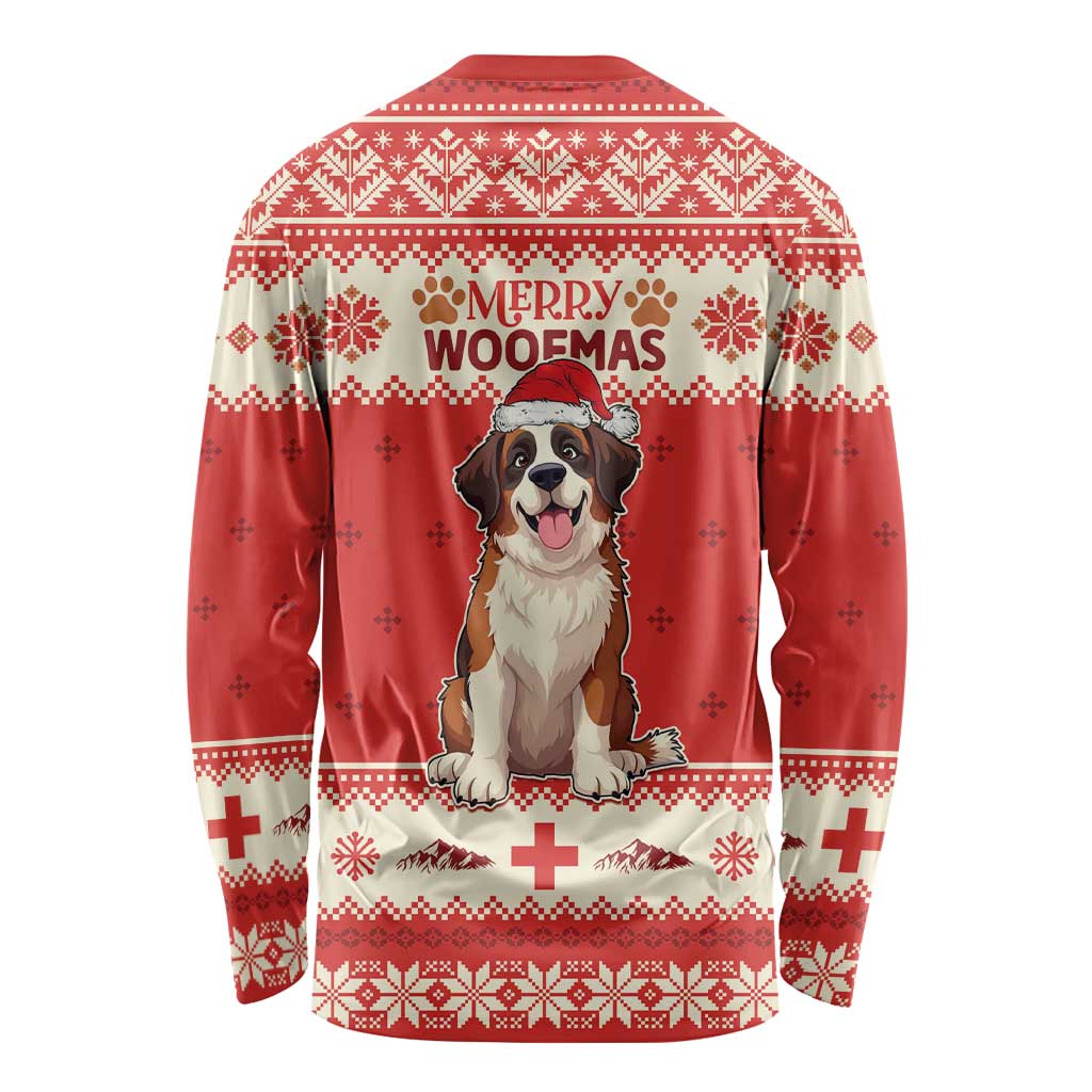 Switzerland Christmas Long Sleeve Shirt Cute Saint Bernard Merry Woofmas LT05 - Wonder Print Shop