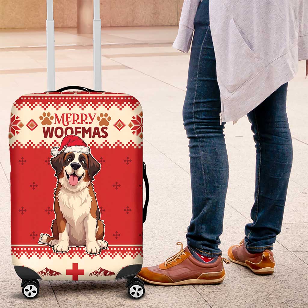 Switzerland Christmas Luggage Cover Cute Saint Bernard Merry Woofmas LT05 - Wonder Print Shop