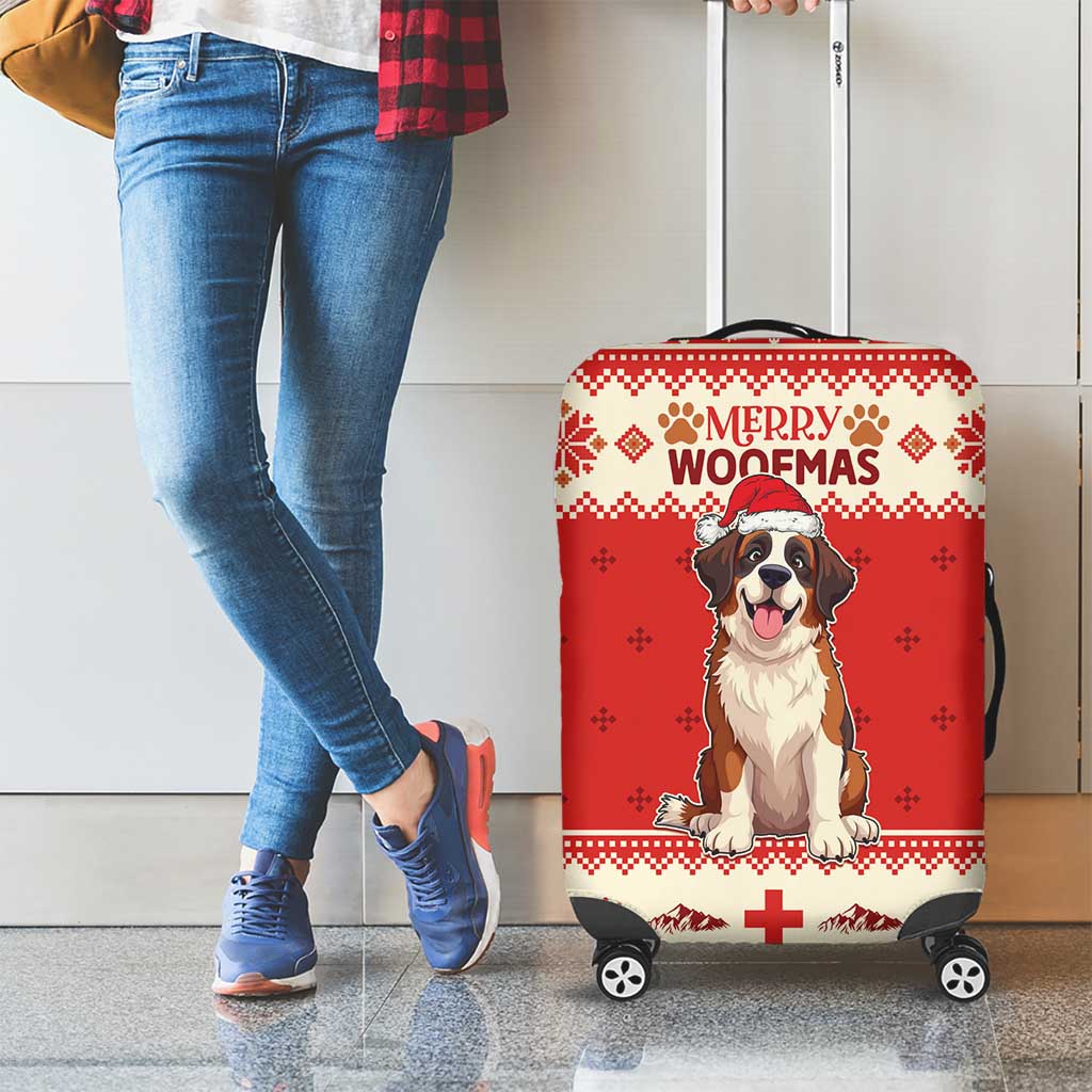 Switzerland Christmas Luggage Cover Cute Saint Bernard Merry Woofmas LT05 - Wonder Print Shop