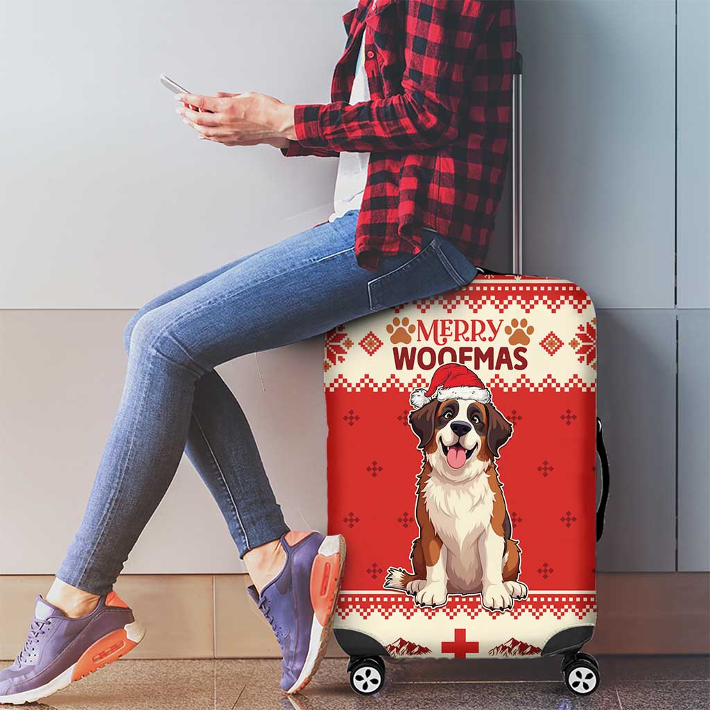 Switzerland Christmas Luggage Cover Cute Saint Bernard Merry Woofmas LT05 - Wonder Print Shop