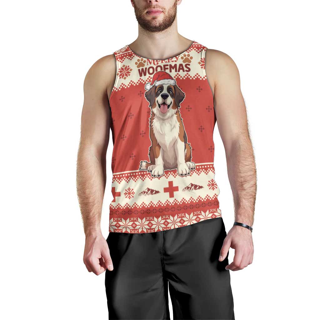 Switzerland Christmas Men Tank Top Cute Saint Bernard Merry Woofmas LT05 - Wonder Print Shop