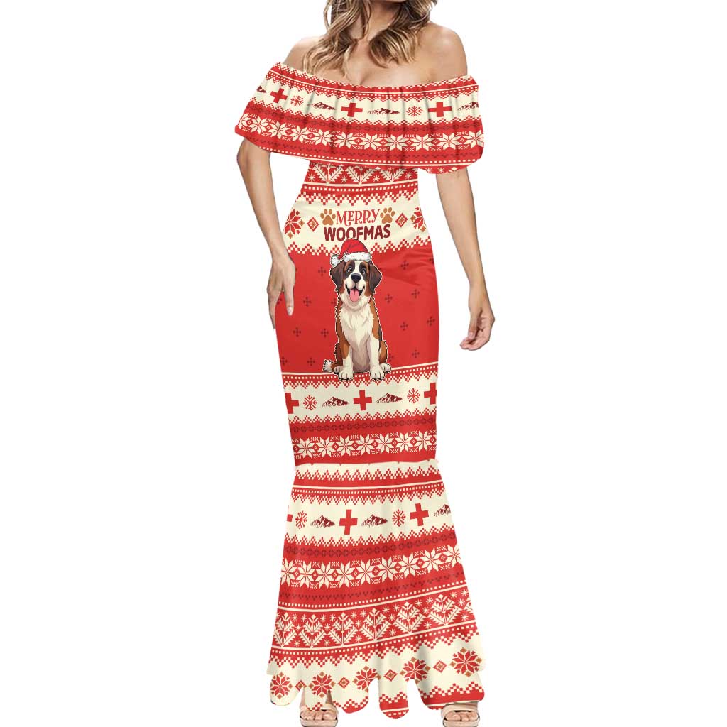 Switzerland Christmas Mermaid Dress Cute Saint Bernard Merry Woofmas LT05 - Wonder Print Shop