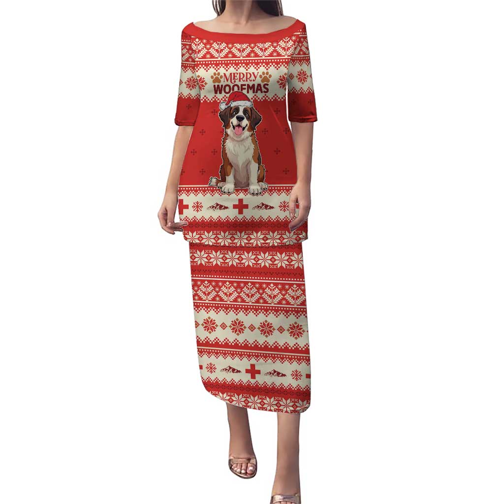 Switzerland Christmas Puletasi Cute Saint Bernard Merry Woofmas LT05 - Wonder Print Shop