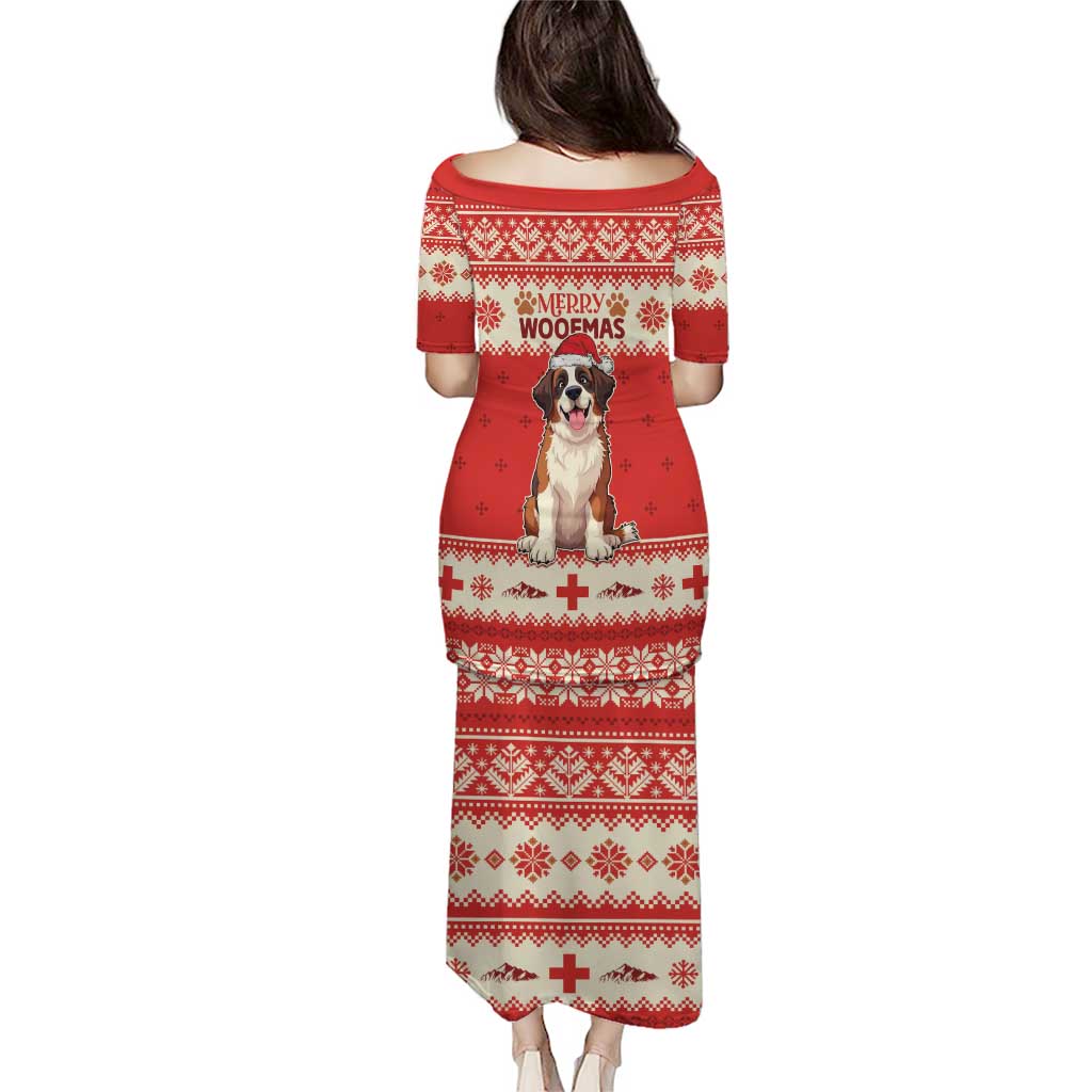 Switzerland Christmas Puletasi Cute Saint Bernard Merry Woofmas LT05 - Wonder Print Shop