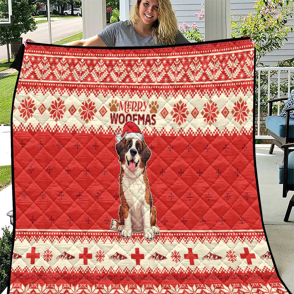 Switzerland Christmas Quilt Cute Saint Bernard Merry Woofmas LT05 - Wonder Print Shop