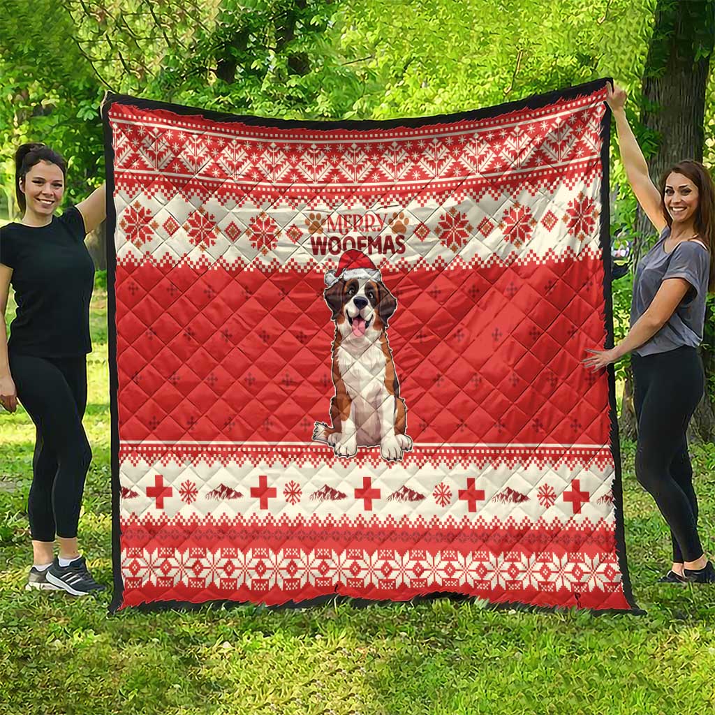 Switzerland Christmas Quilt Cute Saint Bernard Merry Woofmas LT05 - Wonder Print Shop