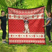 Switzerland Christmas Quilt Cute Saint Bernard Merry Woofmas LT05 - Wonder Print Shop