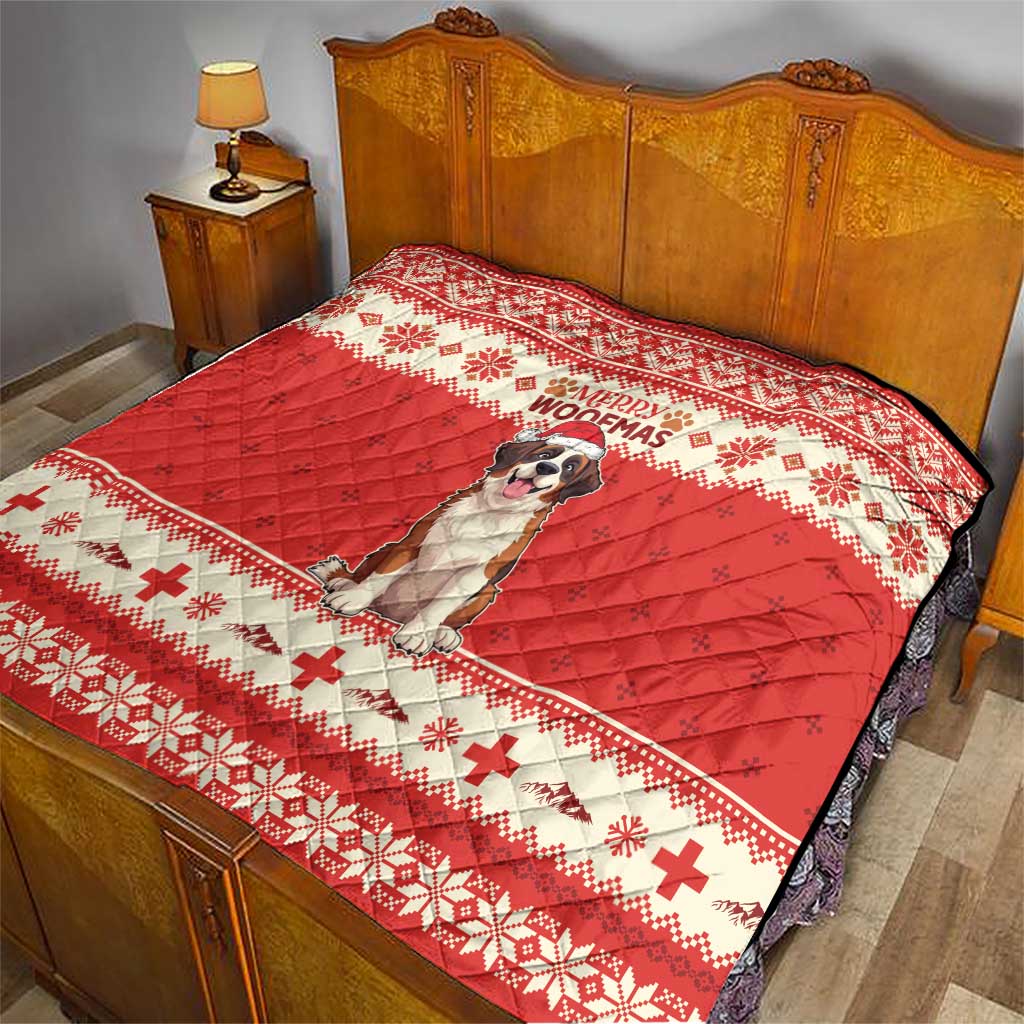 Switzerland Christmas Quilt Cute Saint Bernard Merry Woofmas LT05 - Wonder Print Shop