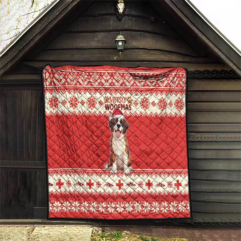 Switzerland Christmas Quilt Cute Saint Bernard Merry Woofmas LT05 - Wonder Print Shop
