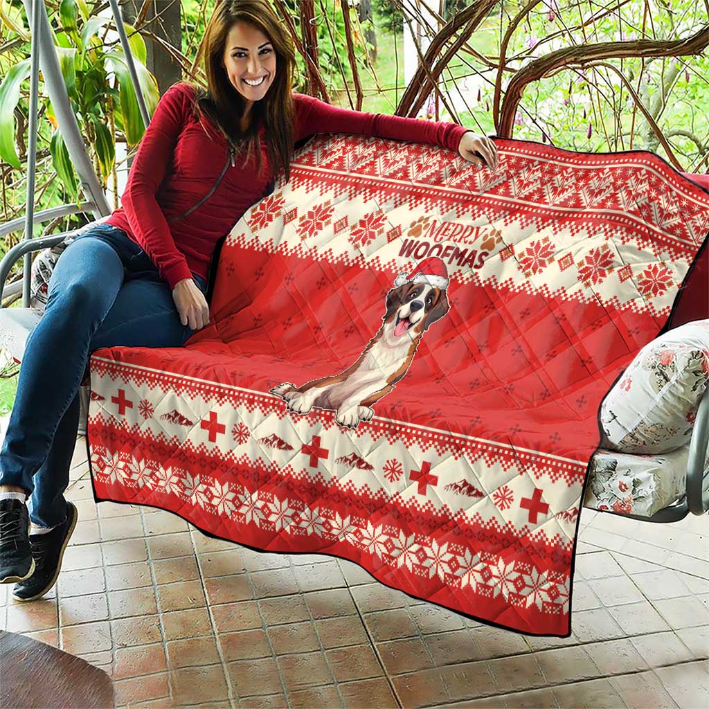 Switzerland Christmas Quilt Cute Saint Bernard Merry Woofmas LT05 - Wonder Print Shop