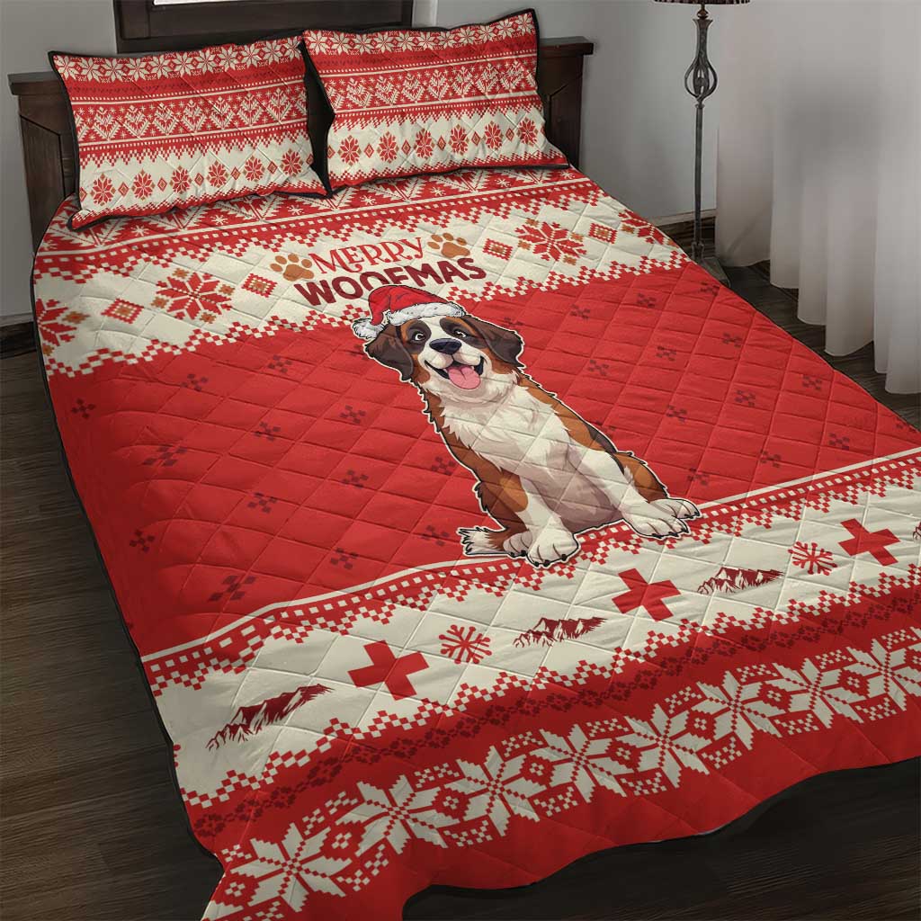 Switzerland Christmas Quilt Bed Set Cute Saint Bernard Merry Woofmas LT05 - Wonder Print Shop