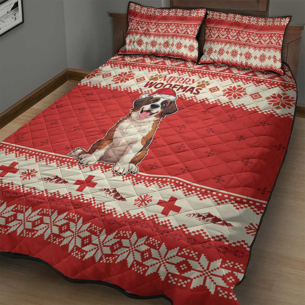 Switzerland Christmas Quilt Bed Set Cute Saint Bernard Merry Woofmas LT05 - Wonder Print Shop