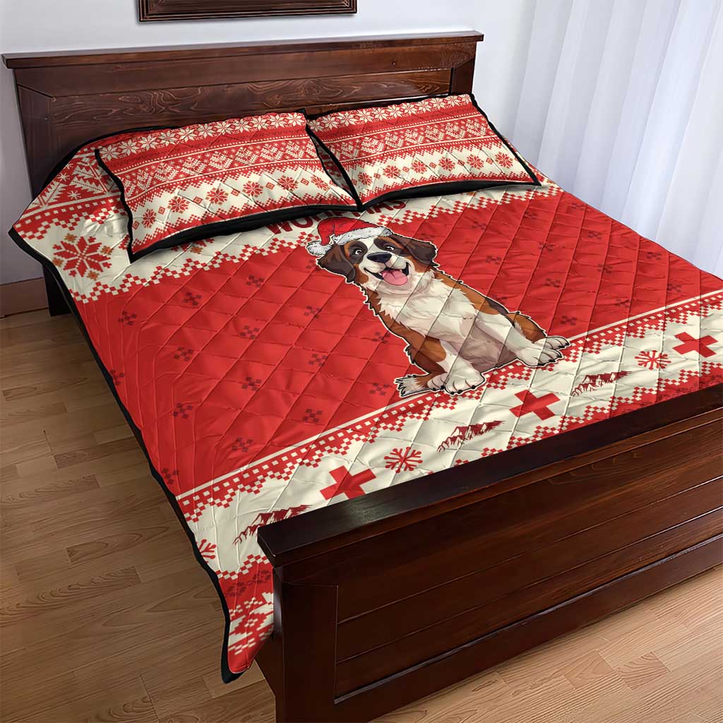 Switzerland Christmas Quilt Bed Set Cute Saint Bernard Merry Woofmas LT05 - Wonder Print Shop