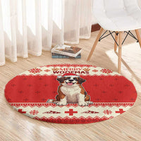 Switzerland Christmas Round Carpet Cute Saint Bernard Merry Woofmas