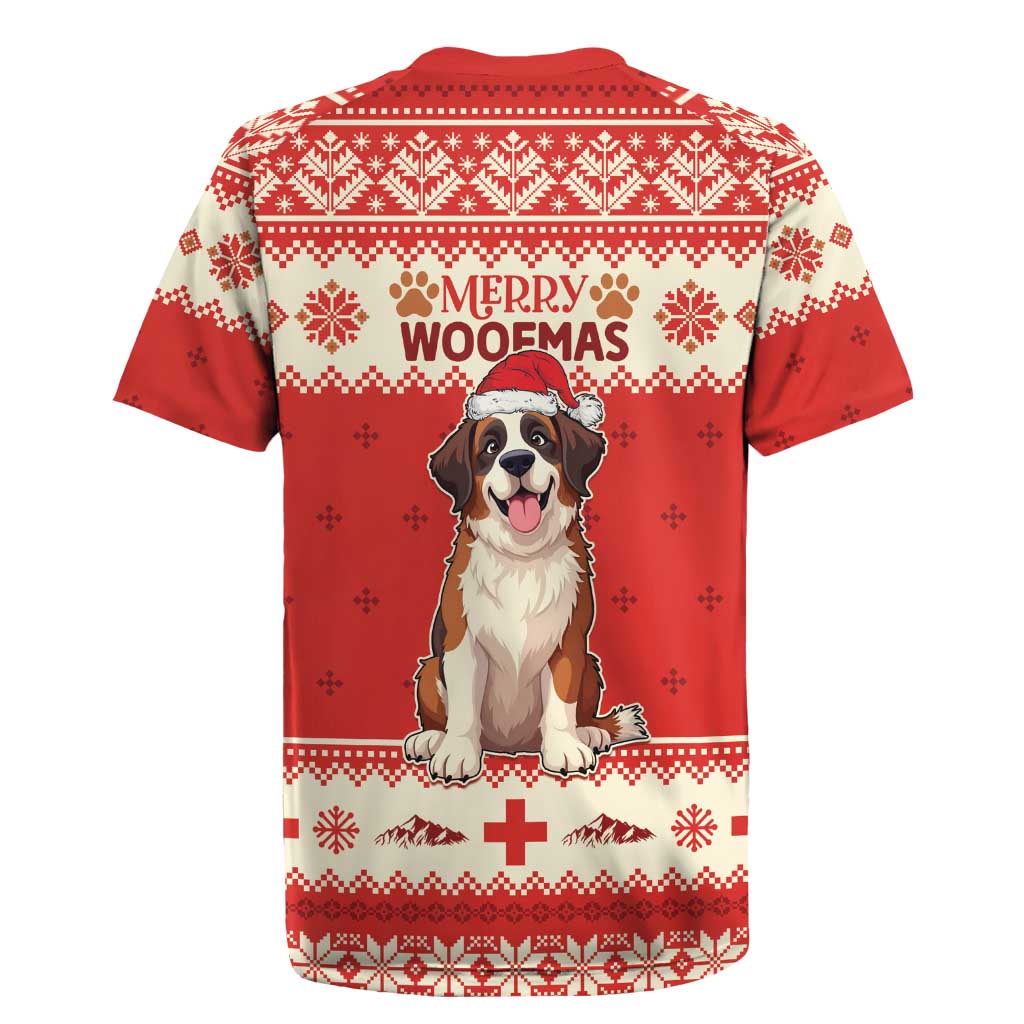 Switzerland Christmas Rugby Jersey Cute Saint Bernard Merry Woofmas LT05 - Wonder Print Shop