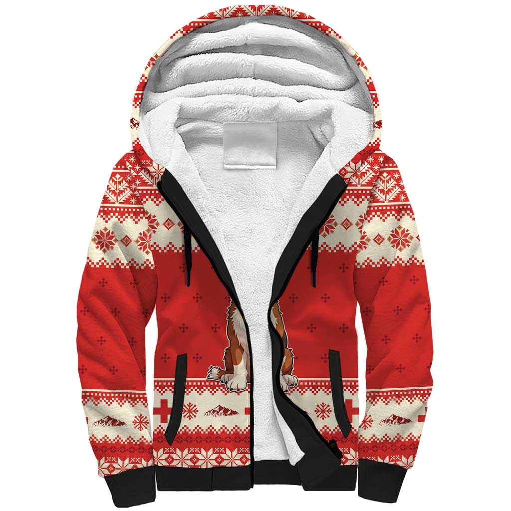 Switzerland Christmas Sherpa Hoodie Cute Saint Bernard Merry Woofmas LT05 - Wonder Print Shop