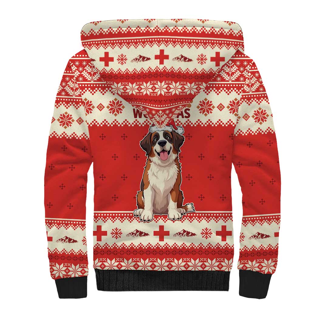 Switzerland Christmas Sherpa Hoodie Cute Saint Bernard Merry Woofmas LT05 - Wonder Print Shop