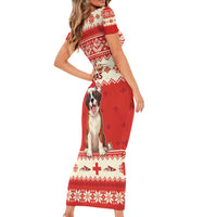 Switzerland Christmas Short Sleeve Bodycon Dress Cute Saint Bernard Merry Woofmas LT05 - Wonder Print Shop