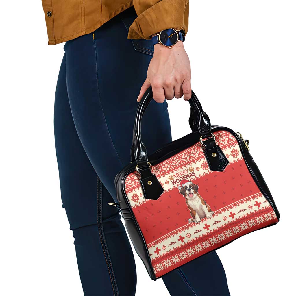 Switzerland Christmas Shoulder Handbag Cute Saint Bernard Merry Woofmas