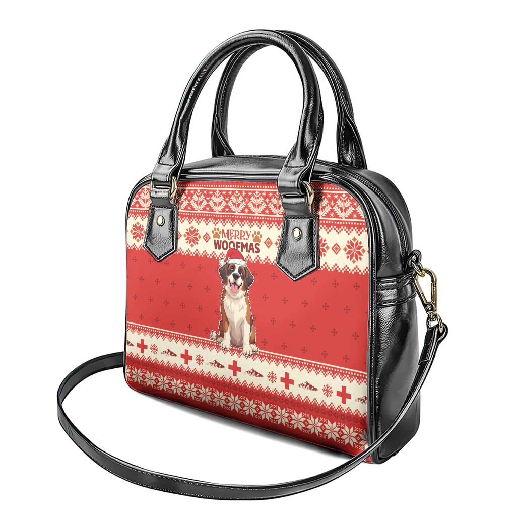 Switzerland Christmas Shoulder Handbag Cute Saint Bernard Merry Woofmas