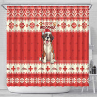 Switzerland Christmas Shower Curtain Cute Saint Bernard Merry Woofmas