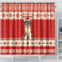Switzerland Christmas Shower Curtain Cute Saint Bernard Merry Woofmas